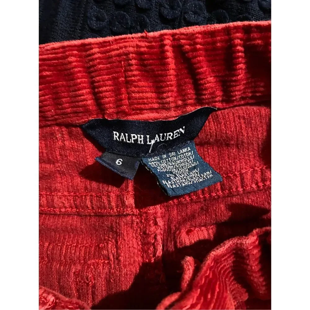 Ralph Lauren toddler girls corduroy red snap back pocket skirt 6